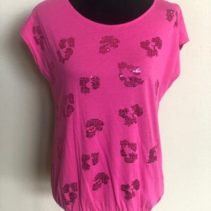 Pink Sequin Leopard Print Top